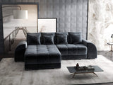 Colțar extensibil dumonde cu ladă de depozitare si sezut confortabil din spuma HR, Verona Euphoria Gri Grafit 290x185 cm Fabrica