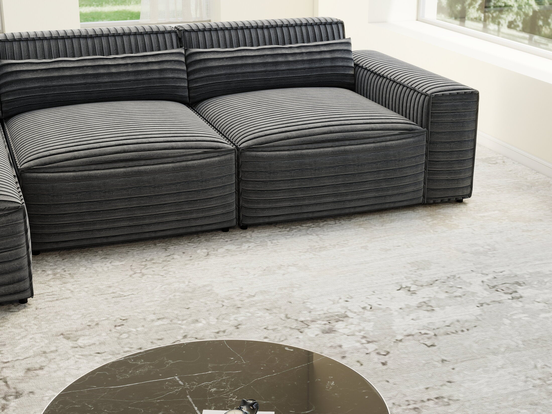 Colțar dumonde cu sezut confortabil din spuma HR, Marvelo XL Ambience Gri 366x175 cm