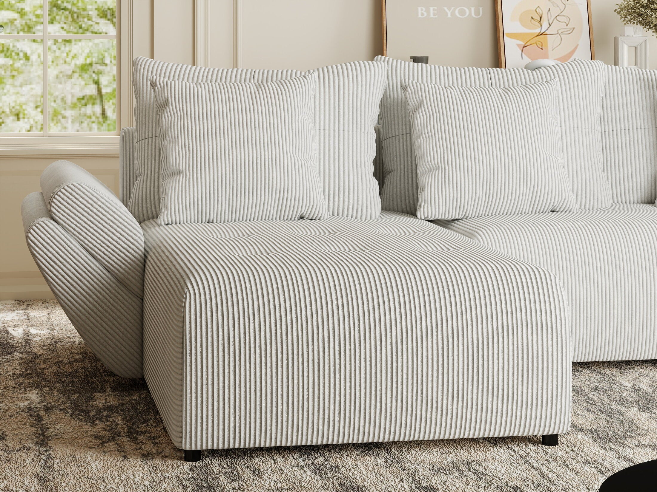 Colțar extensibil dumonde cu ladă de depozitare si sezut confortabil din spuma HR, Berlin Zoom Gri 280x185 cm