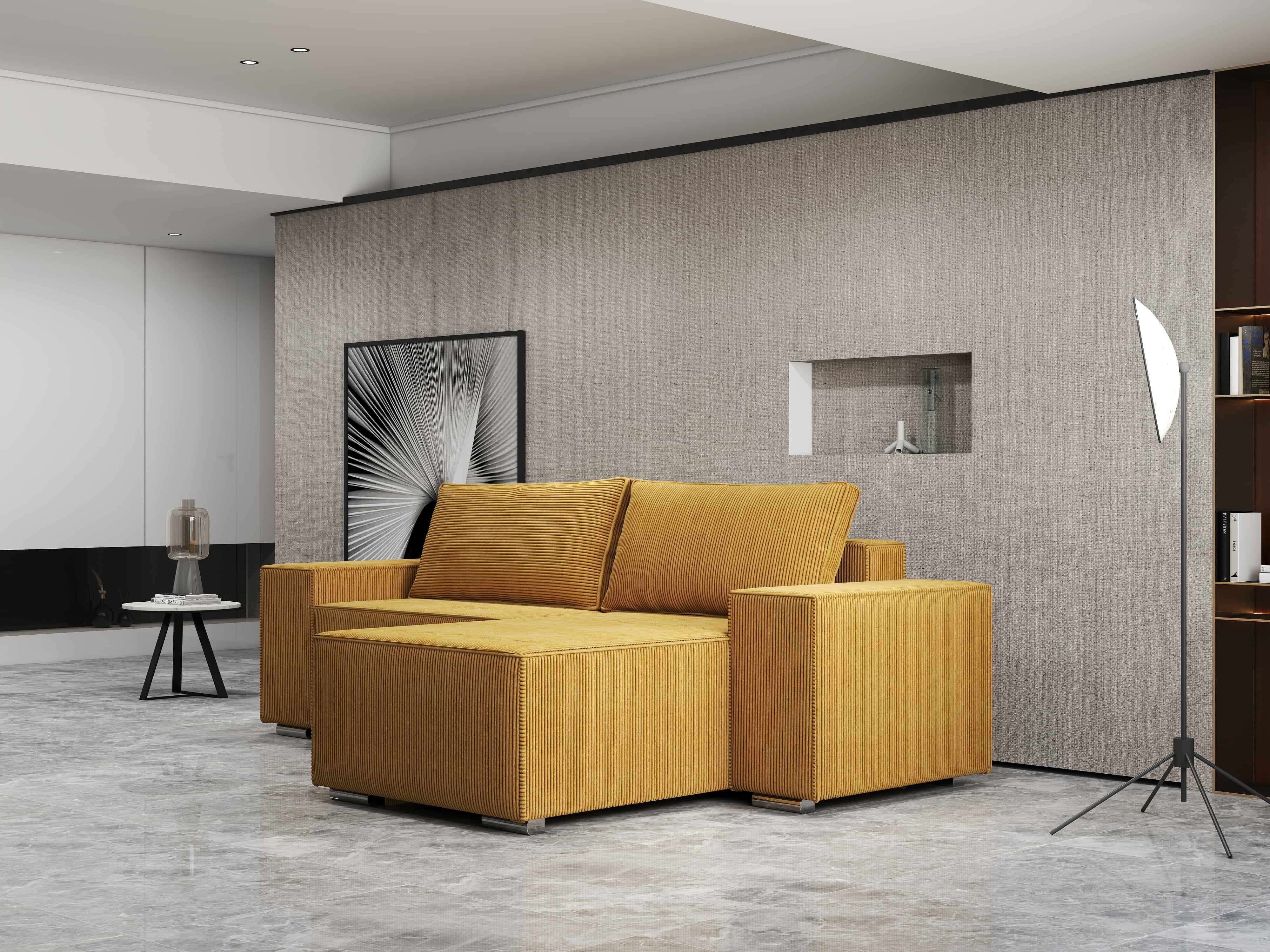 Colțar extensibil dumonde cu ladă de depozitare si sezut confortabil din spuma HR, Dream Zoom Mustar 290x185 cm II Fabrica