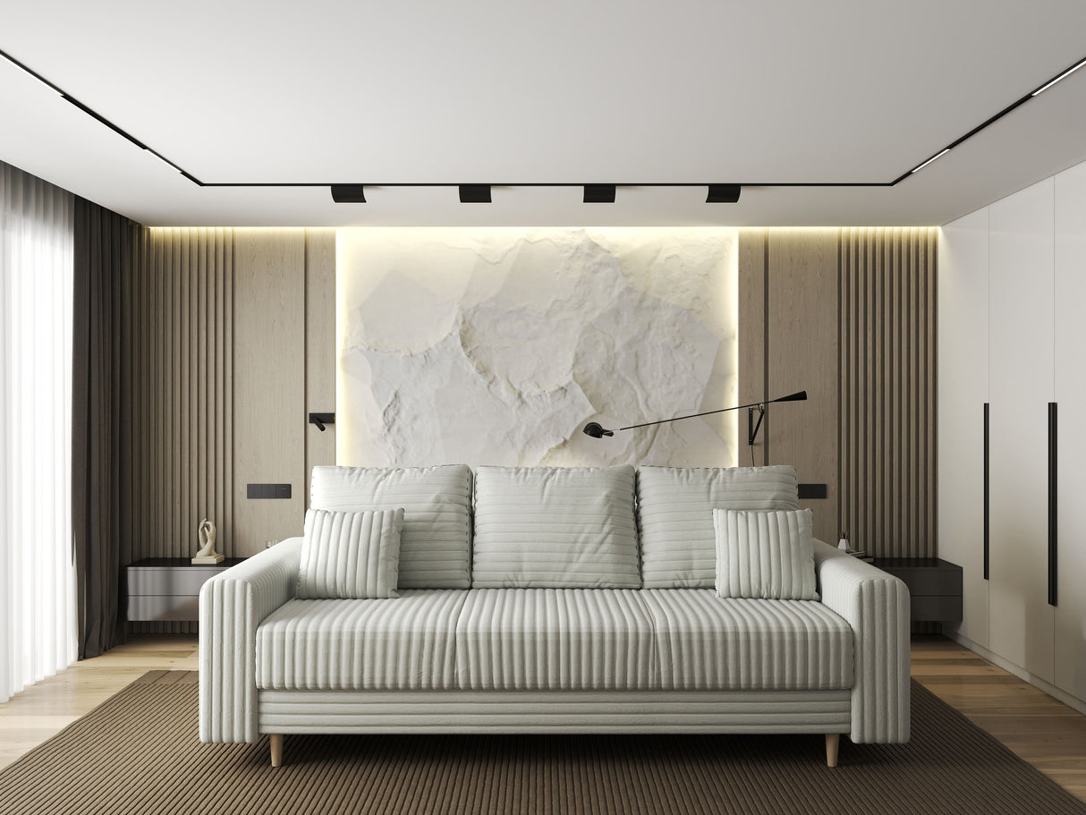 Canapea extensibilă dumonde cu ladă de depozitare si sezut confortabil din spuma HR, Kronos Ambience Alb 210x100 cm fabrica