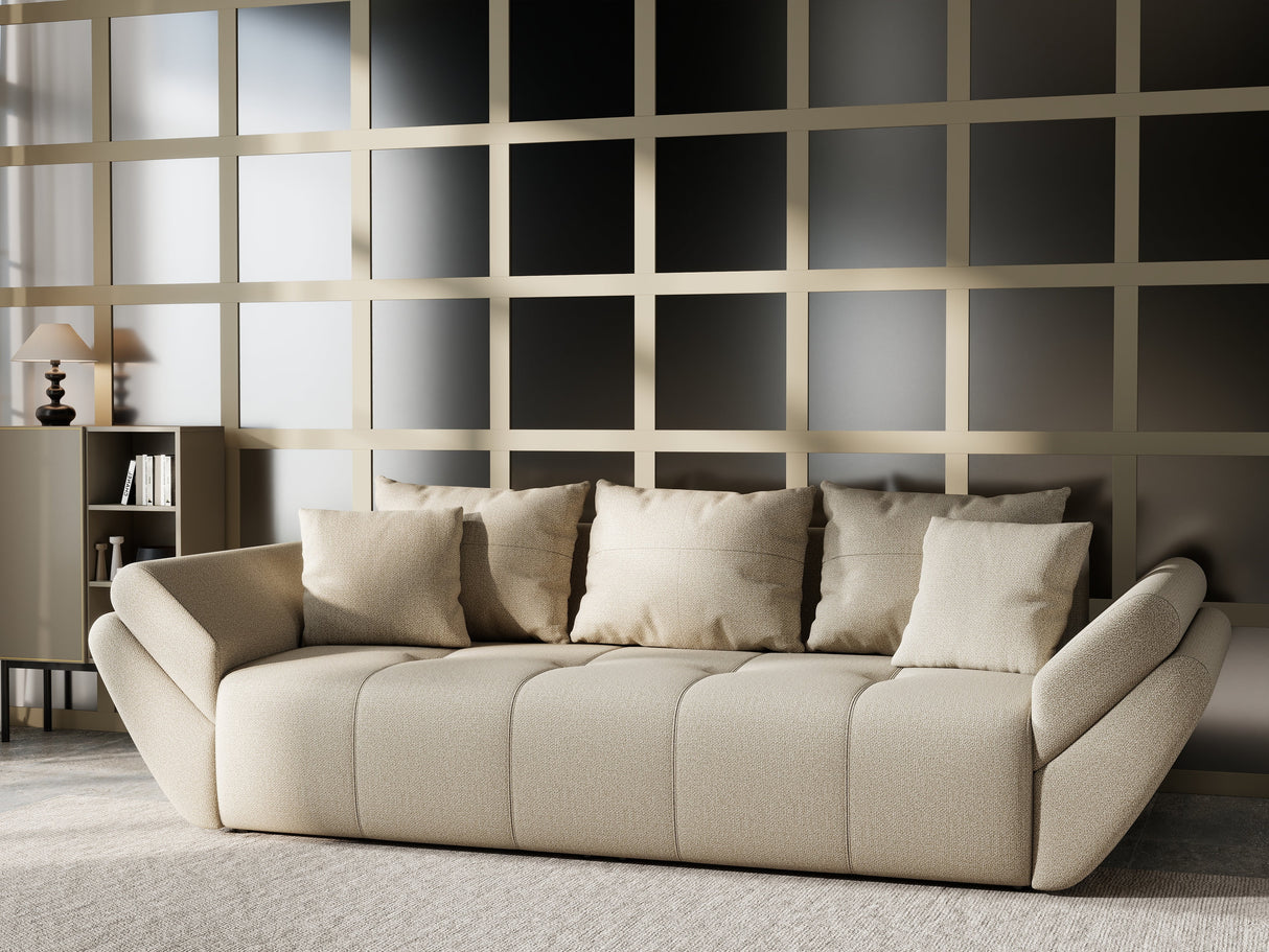 Canapea extensibilă dumonde cu ladă de depozitare si sezut confortabil din spuma HR, Berlin Bej 250x100 cm Fabrica