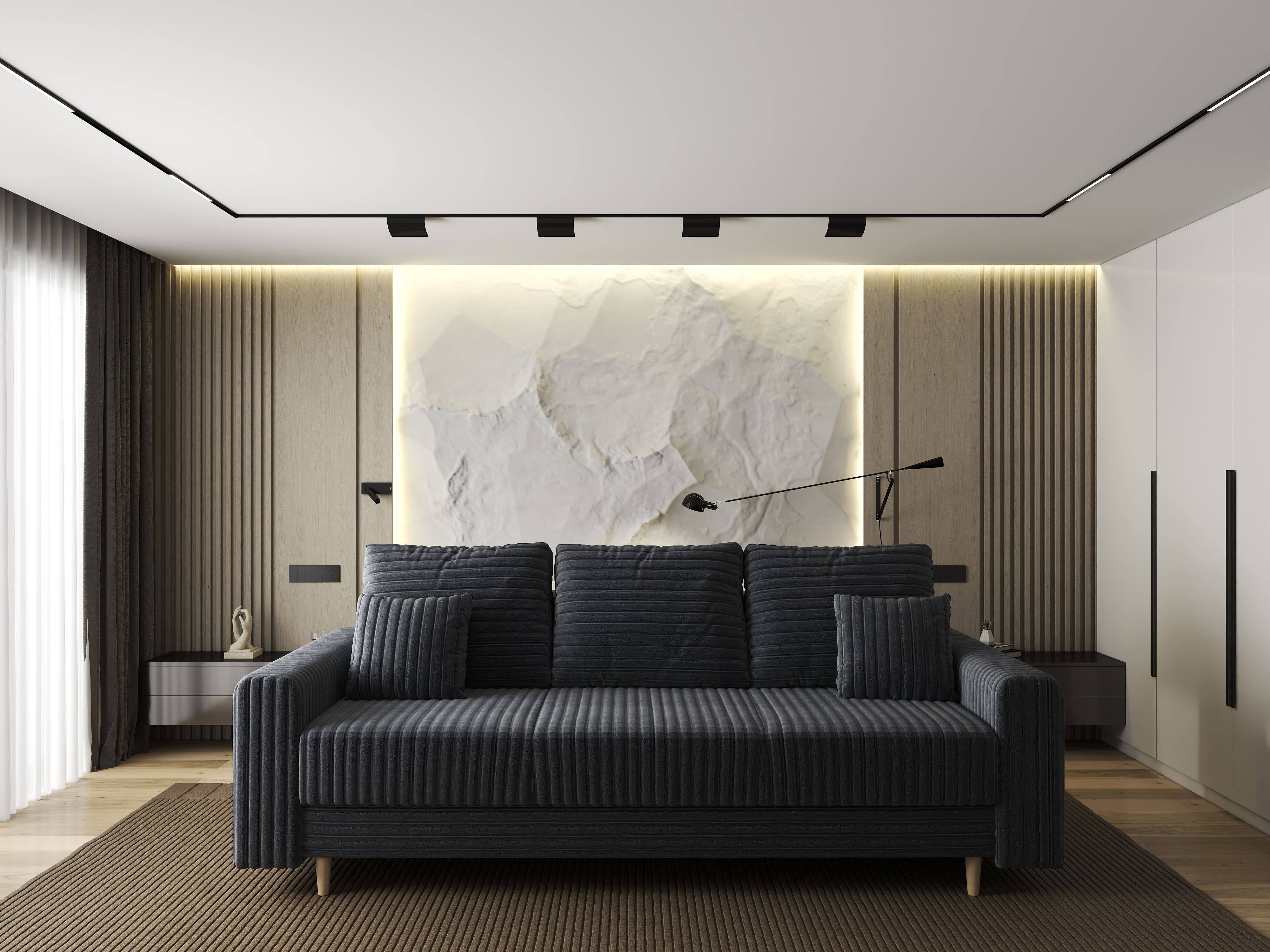 Canapea extensibilă dumonde cu ladă de depozitare si sezut confortabil din spuma HR, Kronos Ambience Gri 210x100 cm fabrica