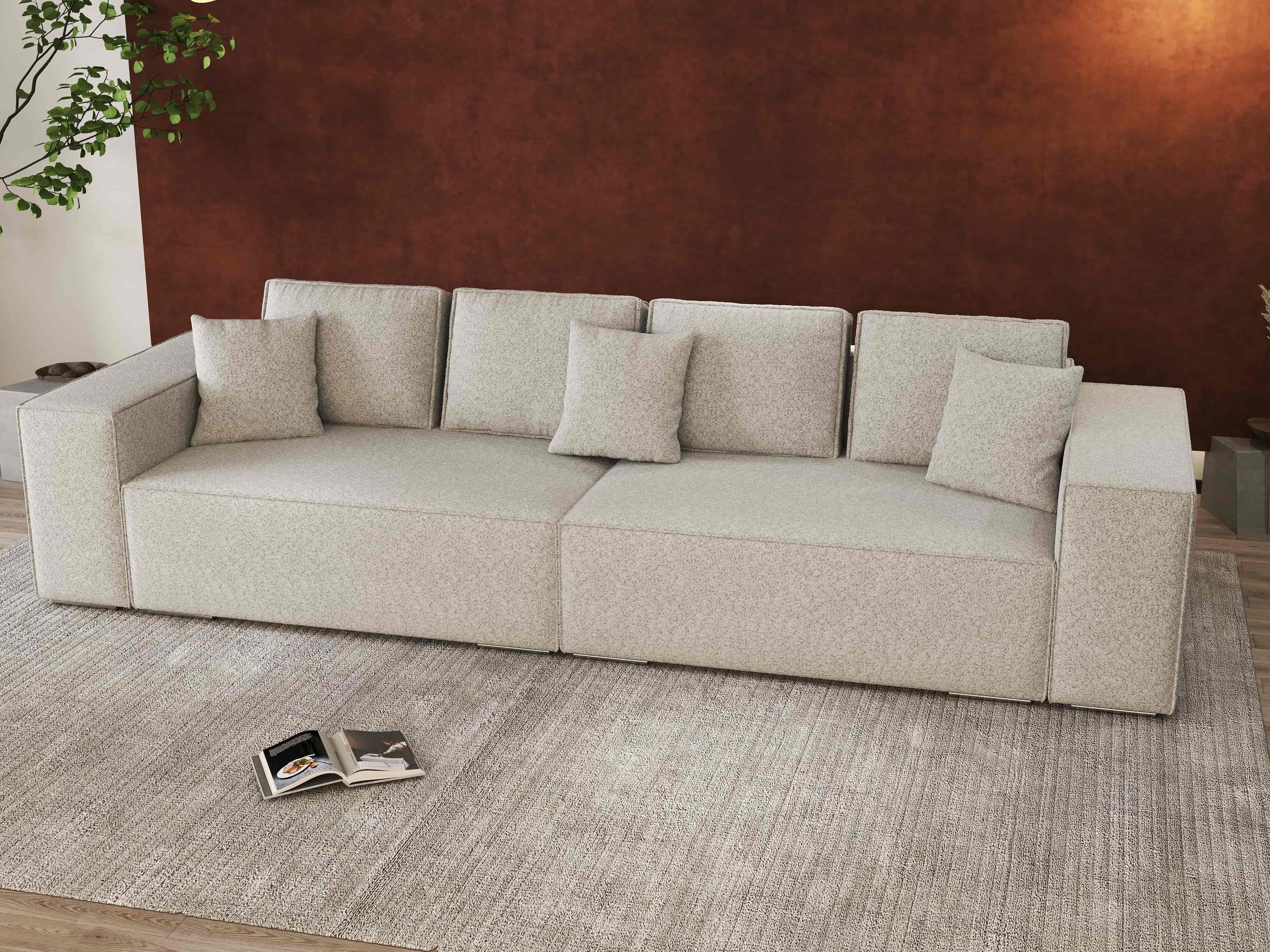 Canapea extensibilă dumonde cu ladă de depozitare si sezut confortabil din spuma HR, Dream Euphoria Dove 310x100 cm Fabrica