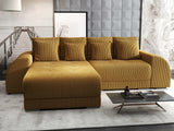 Colțar extensibil dumonde cu ladă de depozitare si sezut confortabil din spuma HR, Verona Zoom Mustar 290x185 cm Fabrica