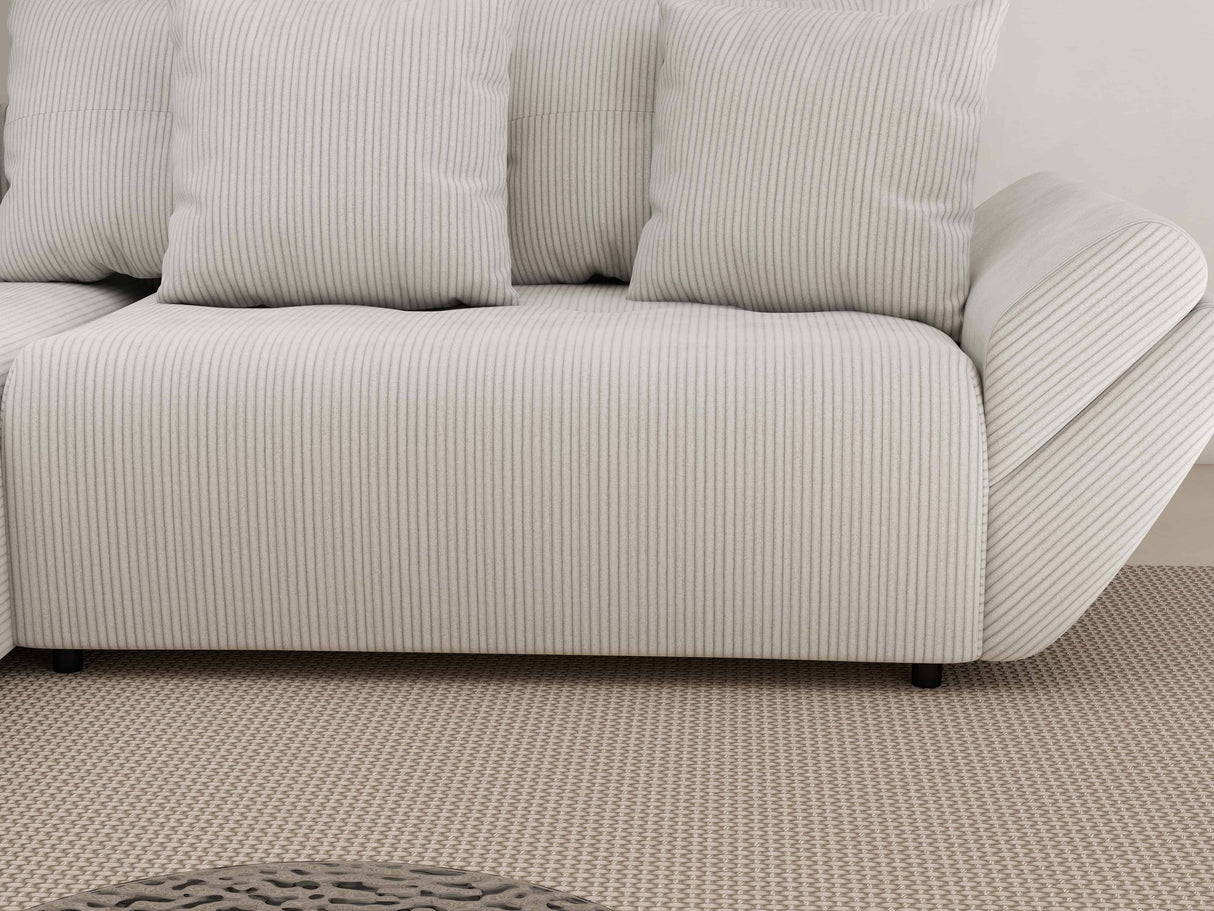 Colțar extensibil dumonde cu ladă de depozitare si sezut confortabil din spuma HR, Berlin Zoom Pearl 280x185 cm Fabrica