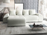 Colțar extensibil dumonde cu ladă de depozitare si sezut confortabil din spuma HR, Verona Ambience Alb 290x185 cm Fabrica