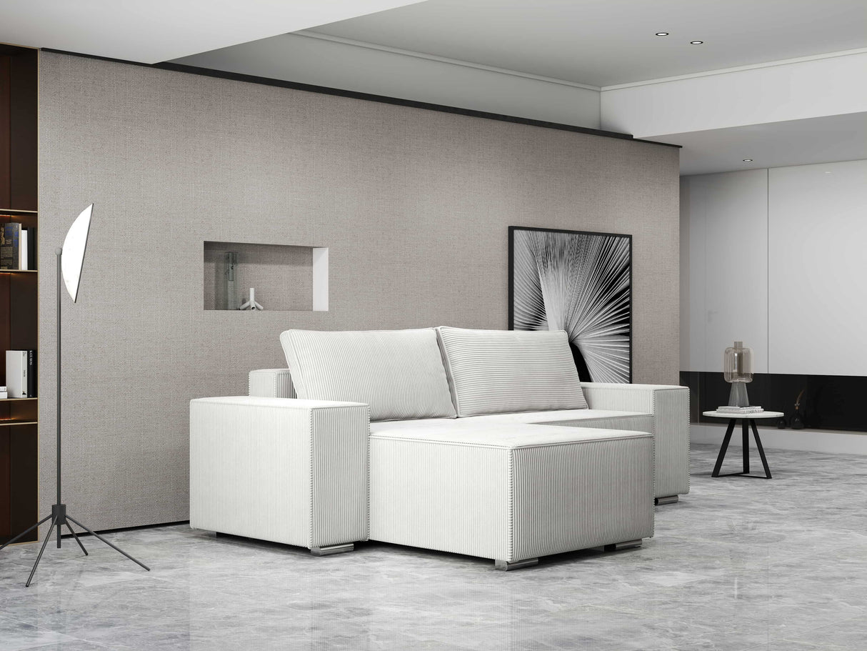 Colțar extensibil dumonde cu ladă de depozitare si sezut confortabil din spuma HR, Dream Zoom Gri 290x185 cm Fabrica