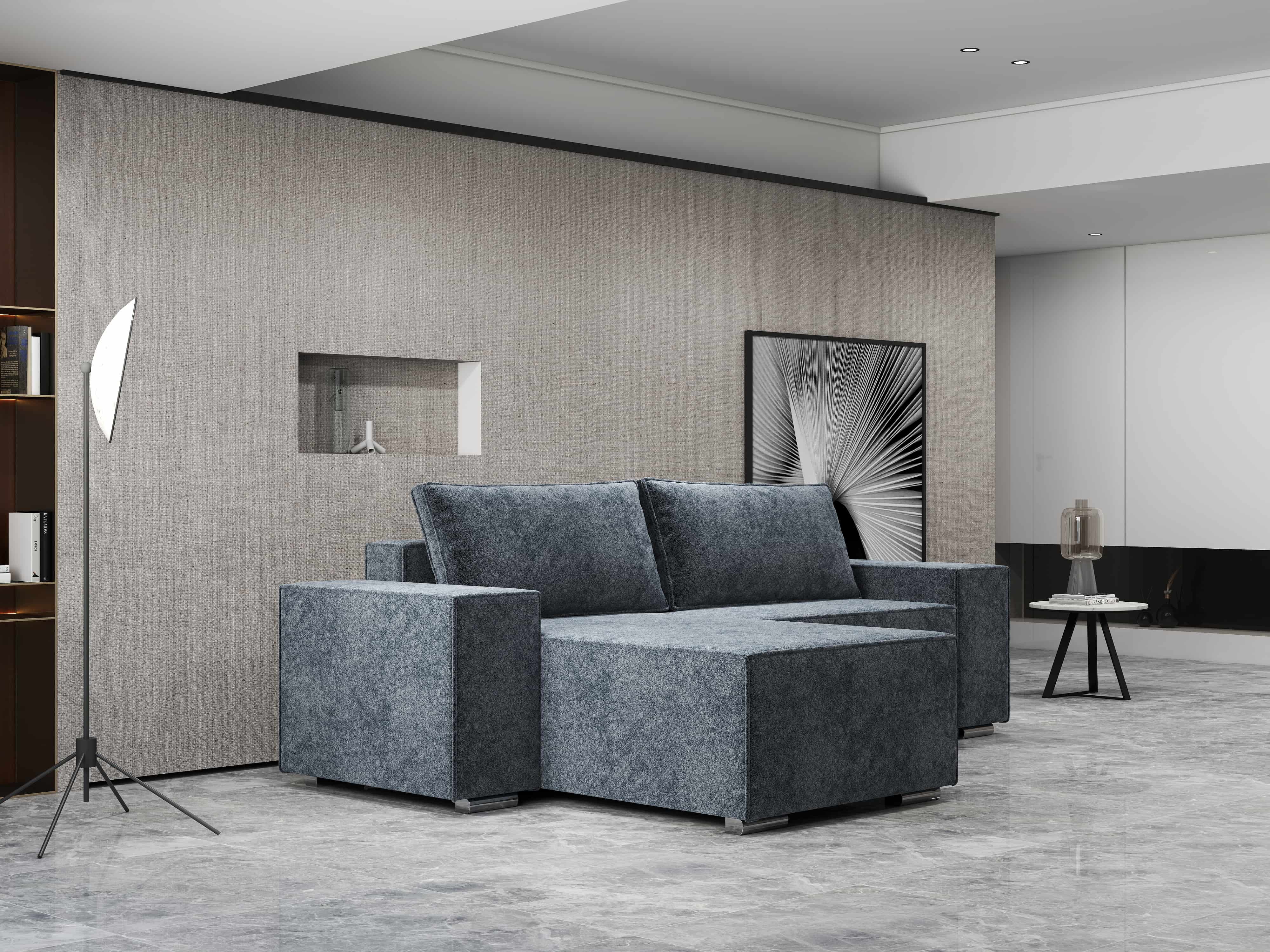 Colțar extensibil dumonde cu ladă de depozitare si sezut confortabil din spuma HR, Dream Euphoria Grafit 290x185 cm Fabrica