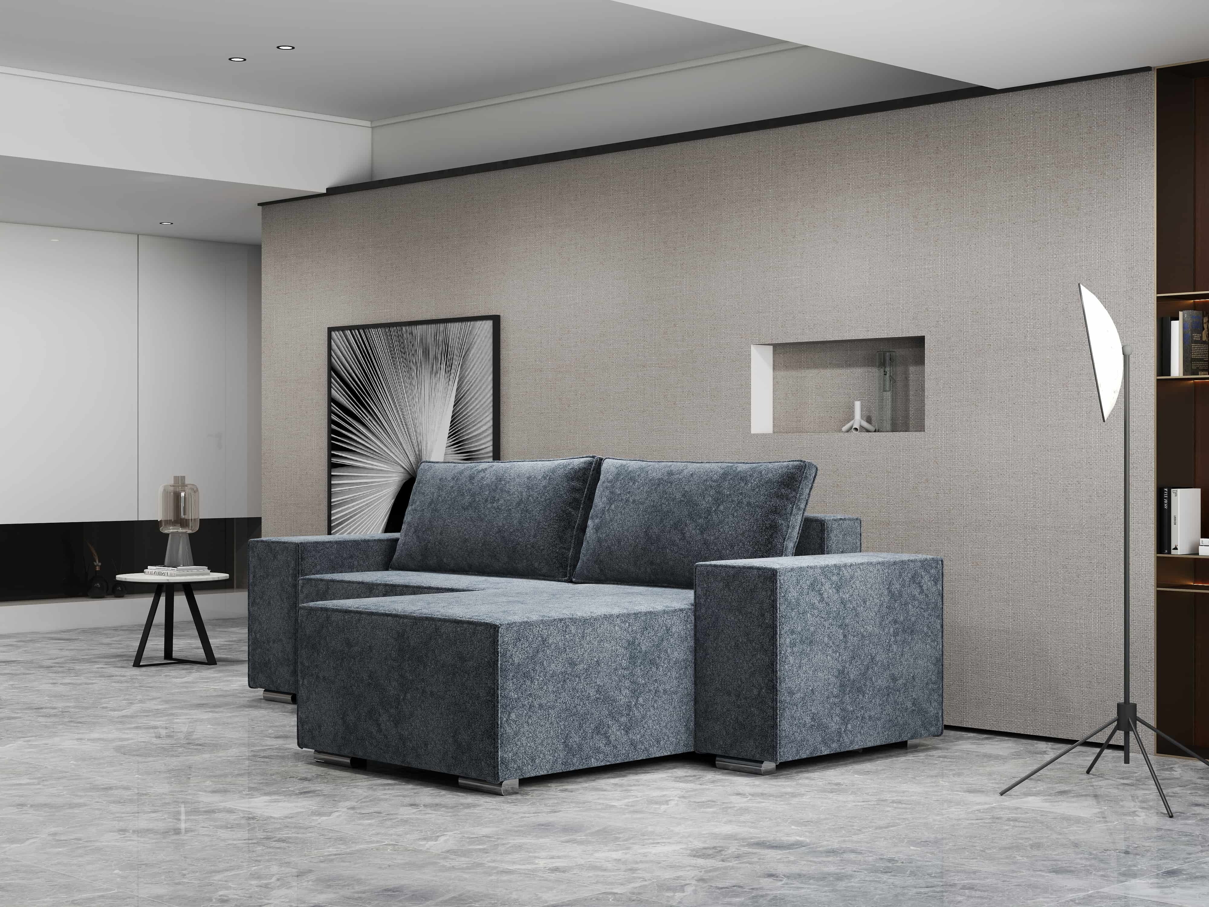 Colțar extensibil dumonde cu ladă de depozitare si sezut confortabil din spuma HR, Dream Euphoria Grafit 290x185 cm II Fabrica