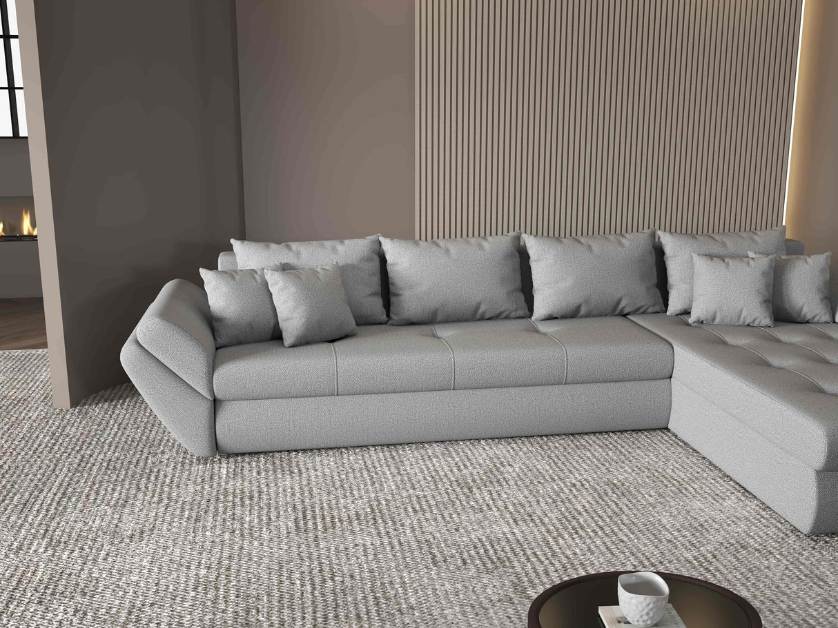 Colțar extensibil dumonde cu ladă de depozitare si sezut confortabil din spuma HR, Loana XL Enjoy Gri II 335x185 cm Fabrica