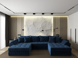 Colțar extensibil dumonde cu ladă de depozitare si sezut confortabil din spuma HR, Loana U Bleumarin Zoom 355x185 cm Fabrica