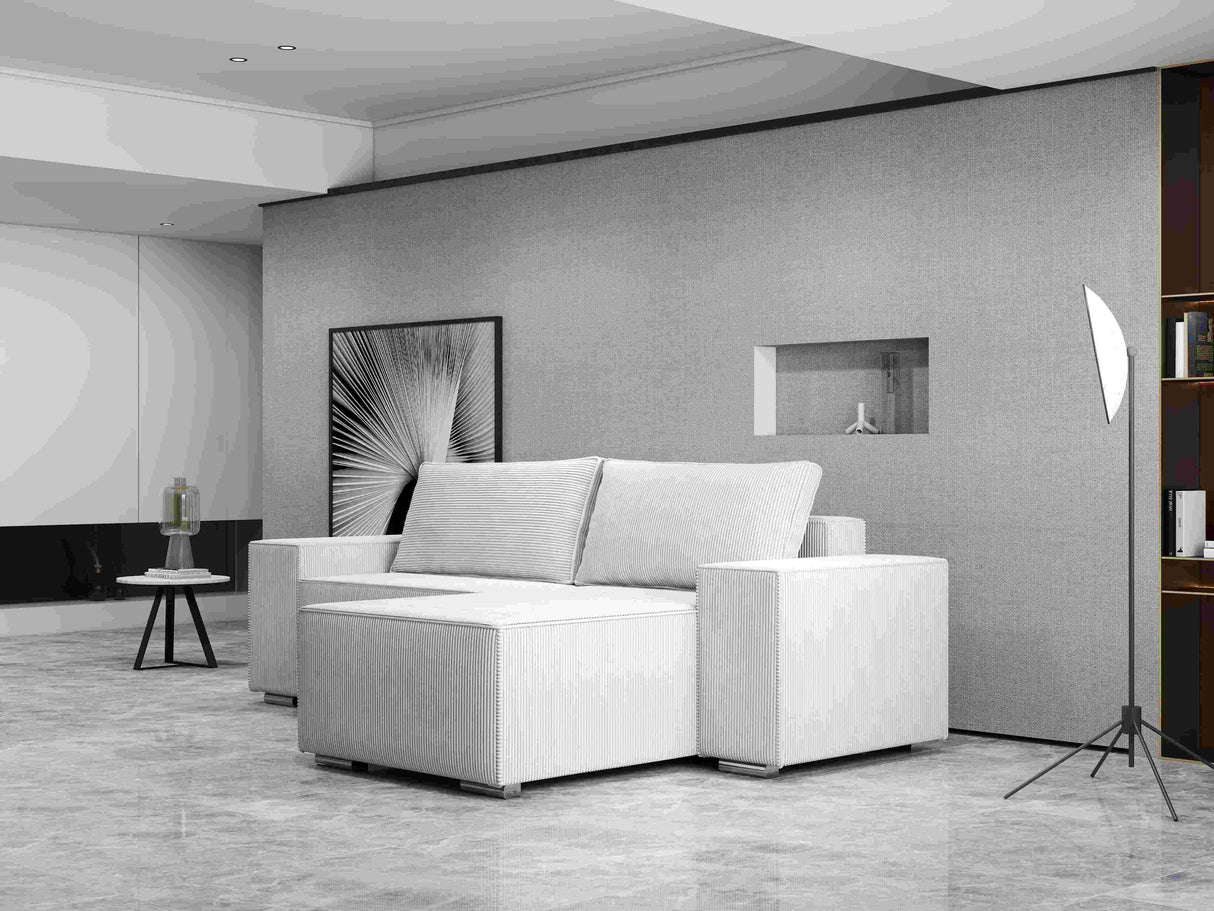 Colțar extensibil dumonde cu ladă de depozitare si sezut confortabil din spuma HR, Dream Zoom Gri 290x185 cm II Fabrica