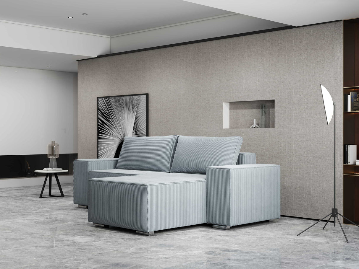 Colțar extensibil dumonde cu ladă de depozitare si sezut confortabil din spuma HR, Dream Zoom Gri Mint 290x185 cm II Fabrica