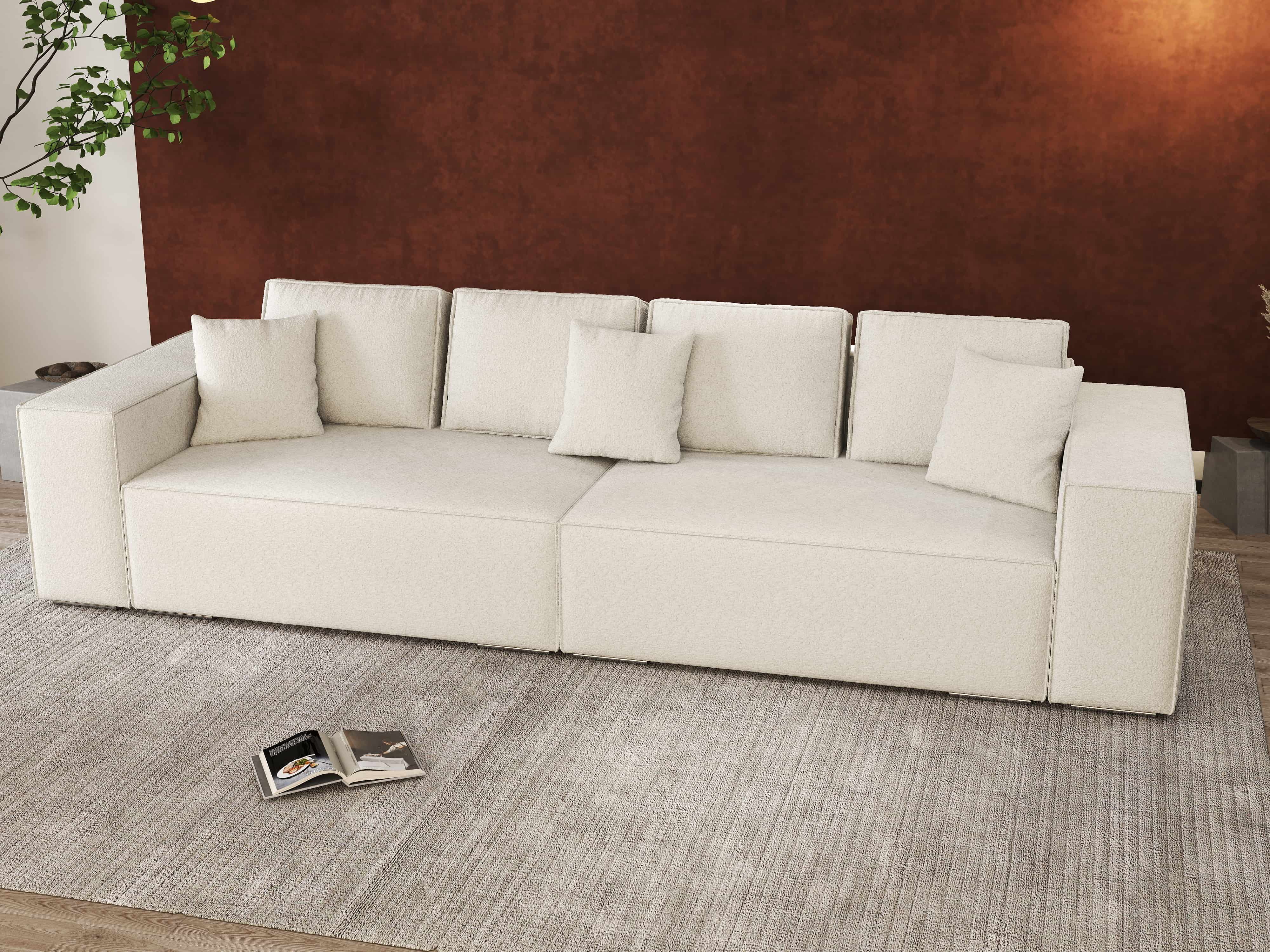 Canapea extensibilă dumonde cu ladă de depozitare si sezut confortabil din spuma HR, Dream Euphoria Ivory 310x100 cm Fabrica
