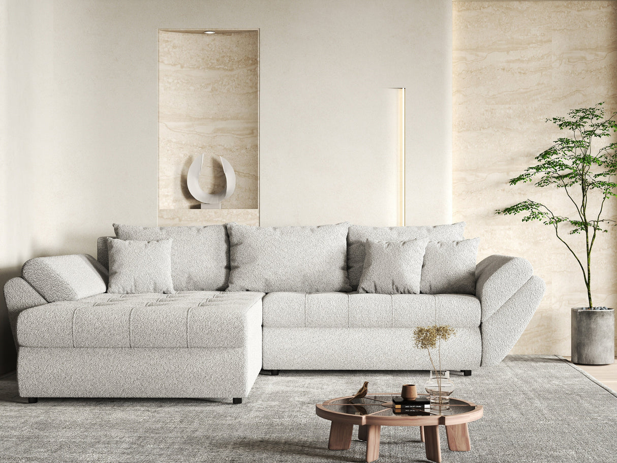 Colțar extensibil dumonde cu ladă de depozitare si sezut confortabil din spuma HR, Loana Gri Euphoria 270x185 cm Fabrica