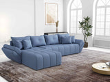 Colțar extensibil dumonde cu ladă de depozitare si sezut confortabil din spuma HR, Berlin XL Enjoy Lux Blue 350x185 cm Fabrica