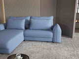 Colțar extensibil dumonde cu ladă de depozitare si sezut confortabil din spuma HR, Denver Enjoy Albastru 275x185 cm Fabrica