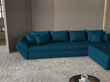 Colțar extensibil dumonde cu ladă de depozitare si sezut confortabil din spuma HR, Loana XL Enjoy Verde Petrol II 335x185 cm Fabrica