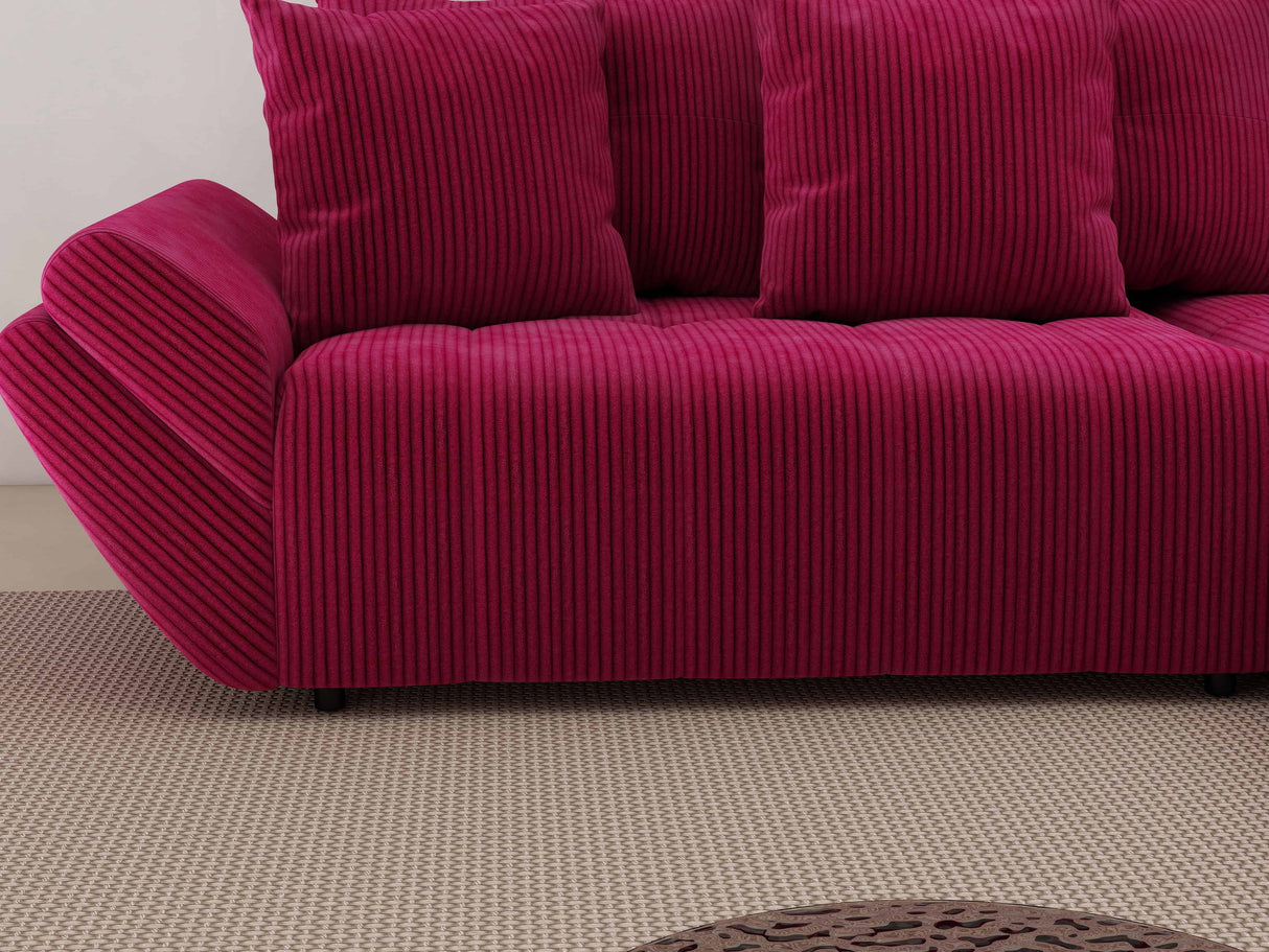 Colțar extensibil dumonde cu ladă de depozitare si sezut confortabil din spuma HR, Berlin Zoom Bordeaux 280x185 cm II Fabrica