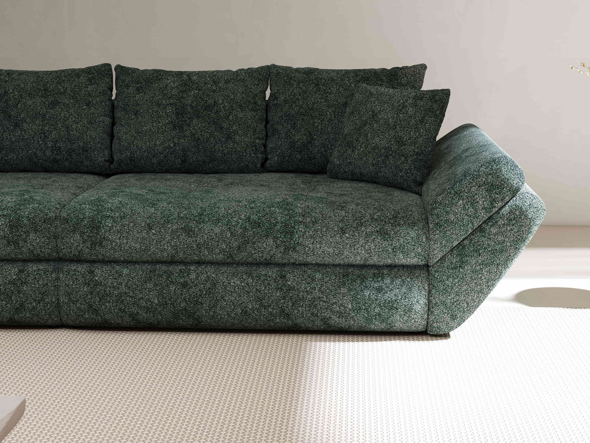 Canapea extensibilă dumonde cu ladă de depozitare si sezut confortabil din spuma HR, Loana Euphoria Verde 300x100 cm Fabrica