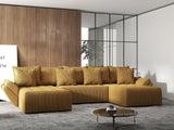 Colțar extensibil dumonde cu ladă de depozitare si sezut confortabil din spuma HR, Berlin U Zoom Mustar 380x180 cm Fabrica