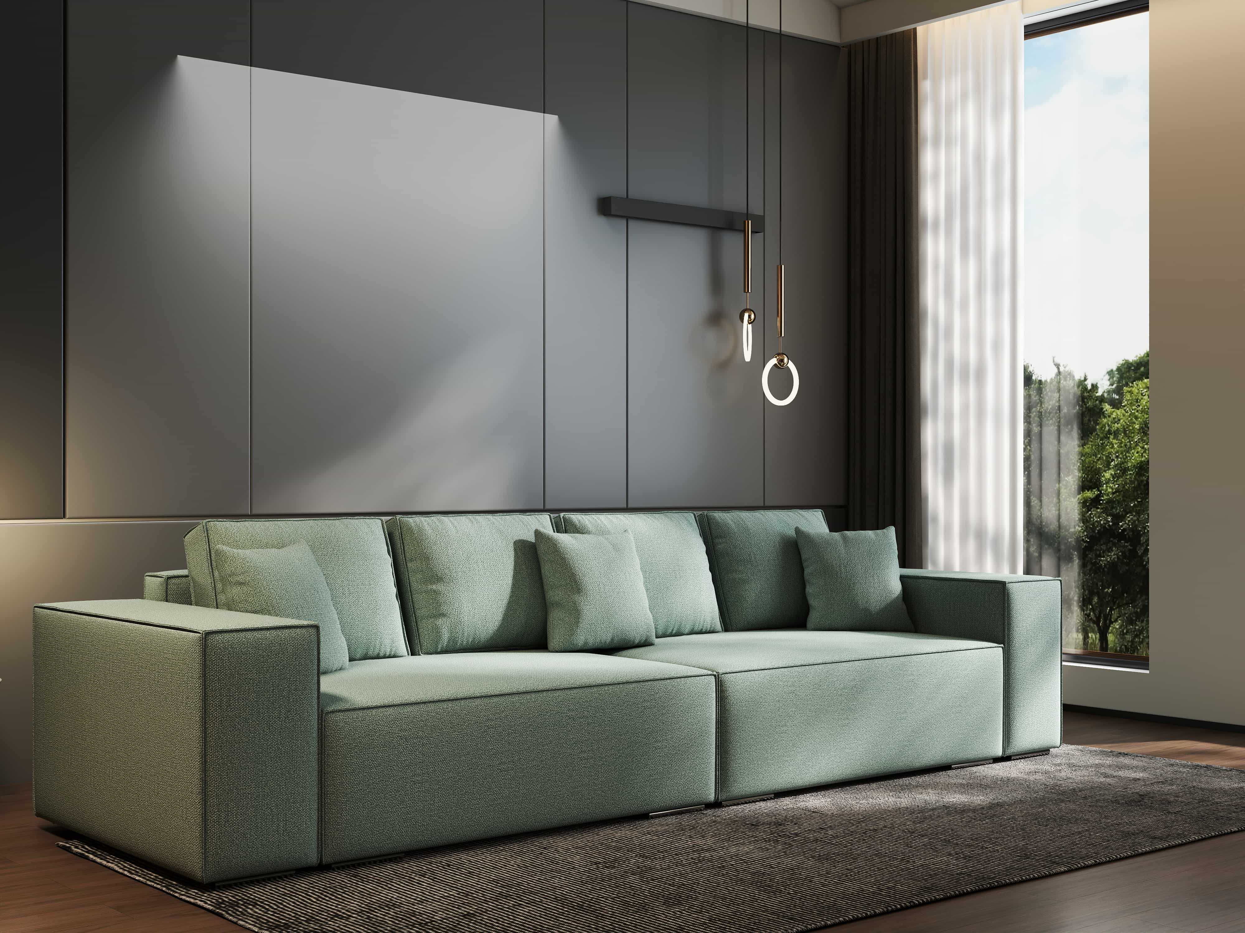 Canapea extensibilă dumonde cu ladă de depozitare si sezut confortabil din spuma HR, Dream Enjoy Mint 310x100 cm Fabrica