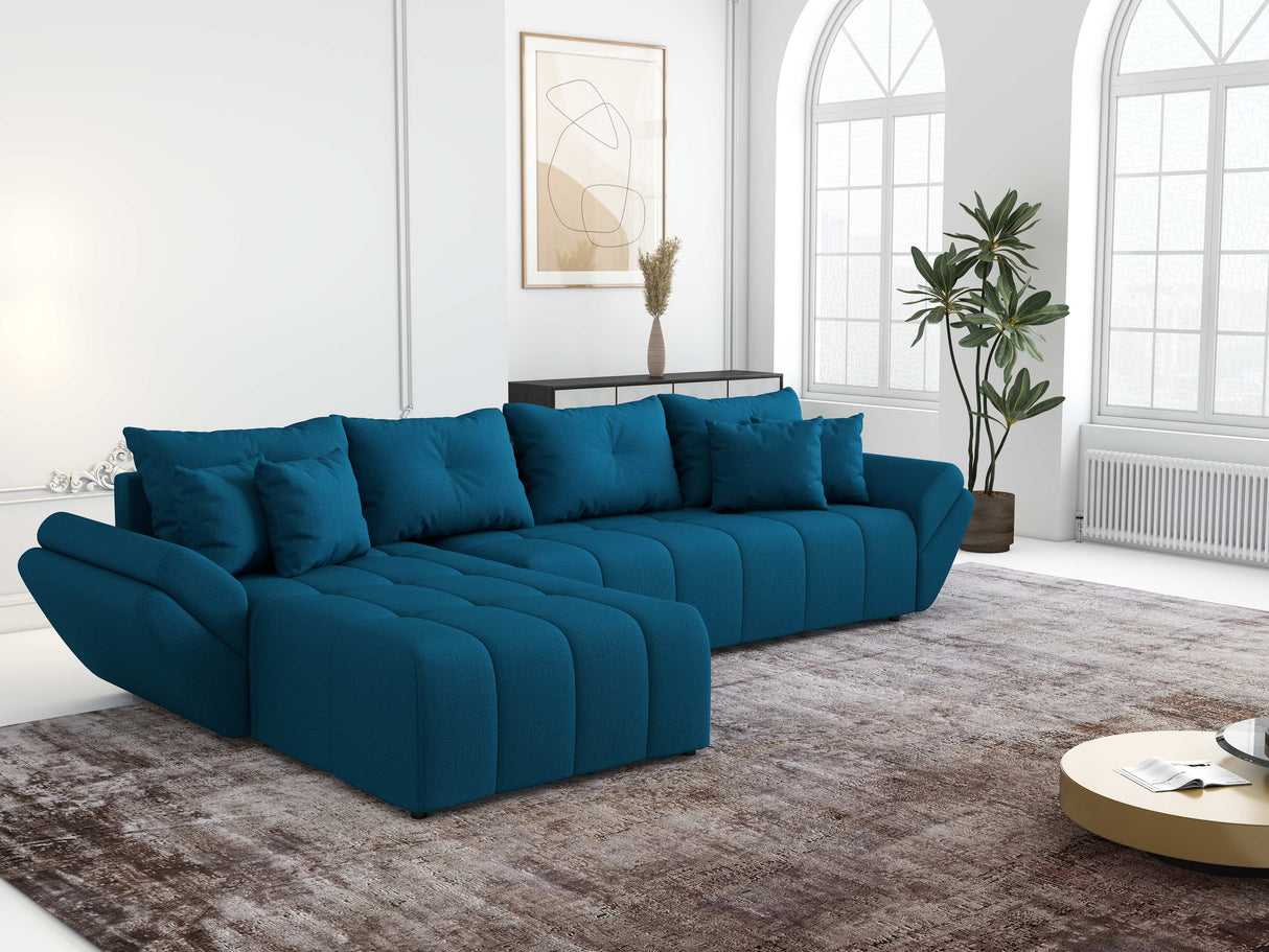 Colțar extensibil dumonde cu ladă de depozitare si sezut confortabil din spuma HR, Berlin XL Enjoy Verde Petrol 350x185 cm Fabrica
