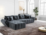 Colțar extensibil dumonde cu ladă de depozitare si sezut confortabil din spuma HR, Berlin XL Euphoria Graphite 350x185 cm Fabrica