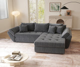 Colțar extensibil dumonde cu ladă de depozitare si sezut confortabil din spuma HR, Loana Gri Ambience II 270x185 cm Fabrica