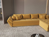 Colțar extensibil dumonde cu ladă de depozitare si sezut confortabil din spuma HR, Loana XL Royal Mustar II 335x185 cm Fabrica