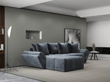 Colțar extensibil dumonde cu ladă de depozitare si sezut confortabil din spuma HR, Berlin Euphoria Gri Grafit 280x185 cm Fabrica