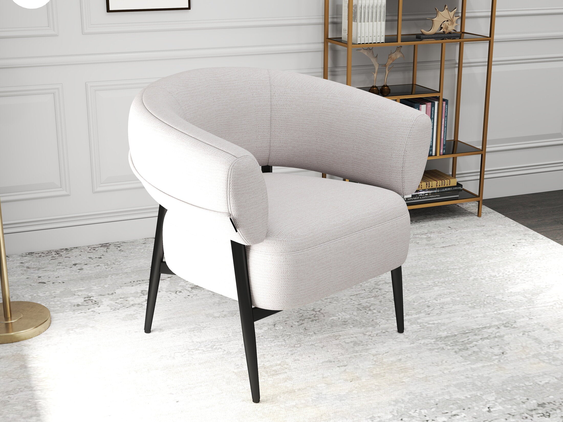 Fotoliu dumonde tapitat Alb modern Elysia 71x81cm