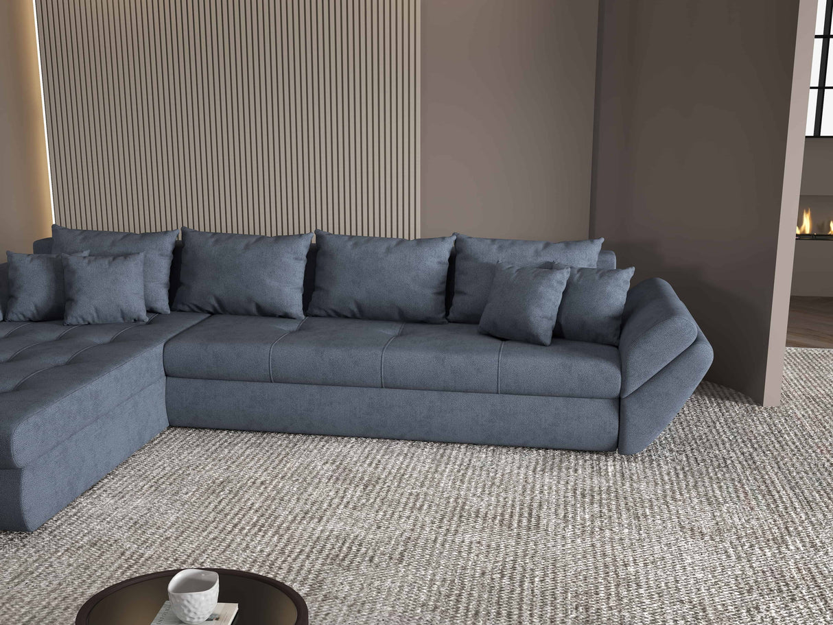 Colțar extensibil dumonde cu ladă de depozitare si sezut confortabil din spuma HR, Loana XL Enjoy Gri Antracit 335x185 cm Fabrica