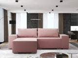 Colțar extensibil dumonde cu ladă de depozitare si sezut confortabil din spuma HR, Dream Royal Roz 290x185 cm Fabrica