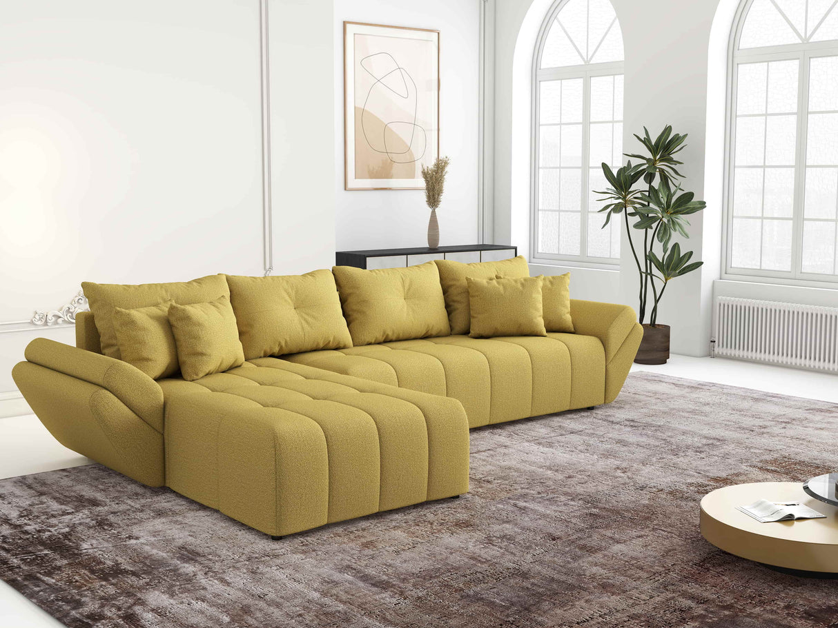 Colțar extensibil dumonde cu ladă de depozitare si sezut confortabil din spuma HR, Berlin XL Enjoy Lux Melon 350x185 cm Fabrica