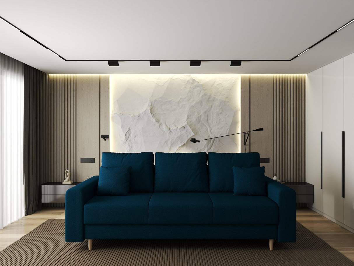 Canapea extensibilă dumonde cu ladă de depozitare si sezut confortabil din spuma HR, Kronos Enjoy Verde Petrol 210x100 cm fabrica