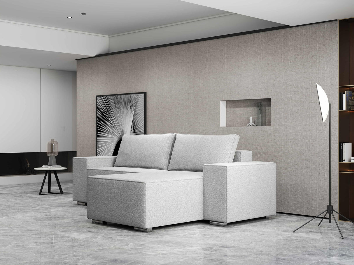 Colțar extensibil dumonde cu ladă de depozitare si sezut confortabil din spuma HR, Dream Euphoria Gri 290x185 cm II Fabrica
