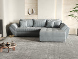 Colțar extensibil dumonde cu ladă de depozitare si sezut confortabil din spuma HR, Loana GREY Zoom II 270x185 cm Fabrica