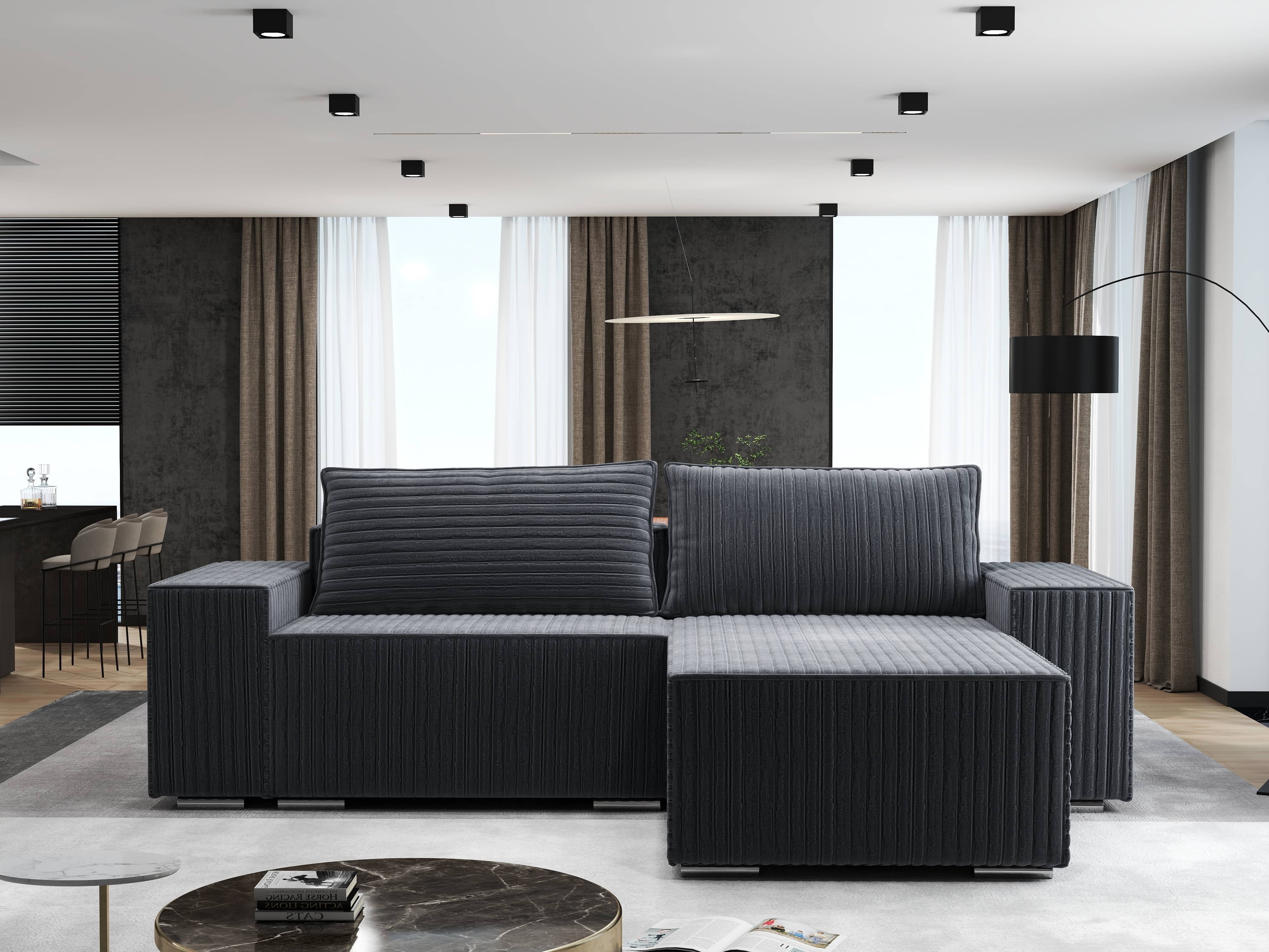 Colțar extensibil dumonde cu ladă de depozitare si sezut confortabil din spuma HR, Dream Ambience Gri 290x185 cm II Fabrica