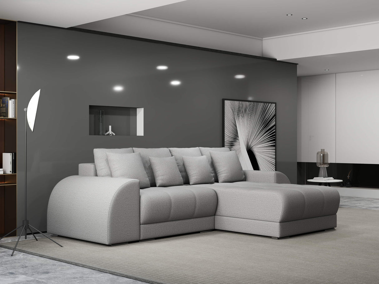 Colțar extensibil dumonde cu ladă de depozitare si sezut confortabil din spuma HR, Verona Enjoy Gri II 290x185 cm Fabrica