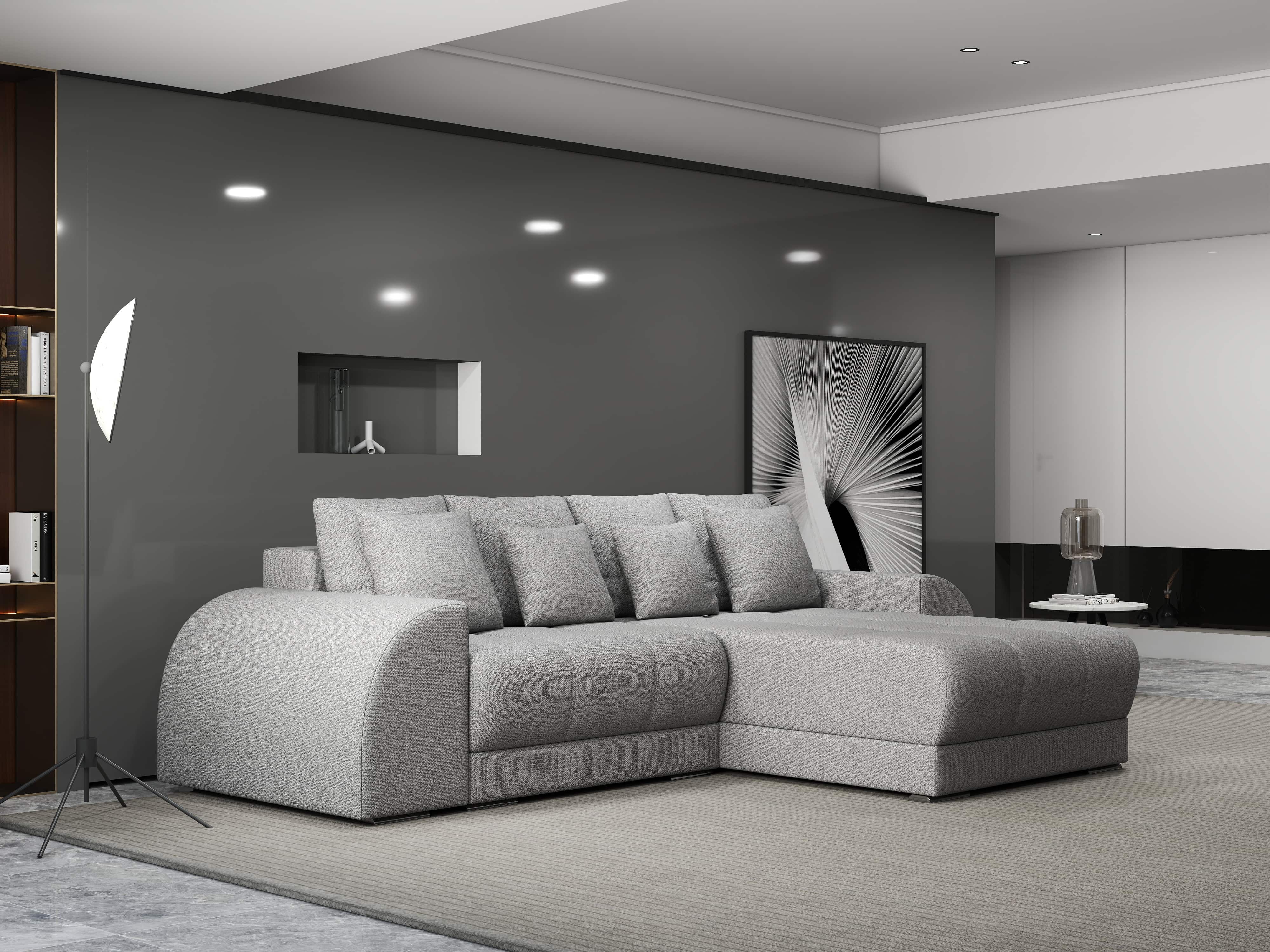 Colțar extensibil dumonde cu ladă de depozitare si sezut confortabil din spuma HR, Verona Enjoy Gri II 290x185 cm Fabrica