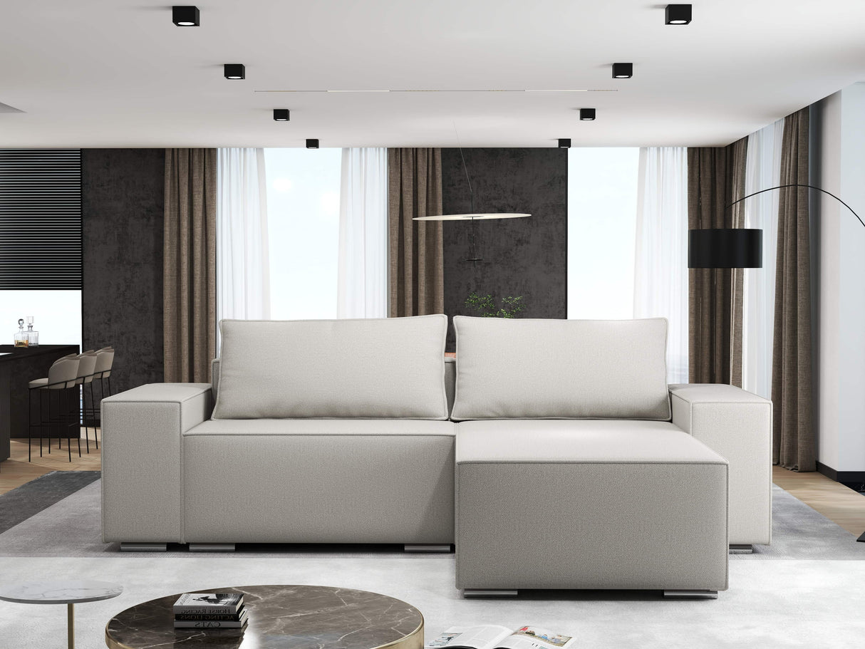 Colțar extensibil dumonde cu ladă de depozitare si sezut confortabil din spuma HR, Dream Enjoy Bej 290x185 cm II Fabrica