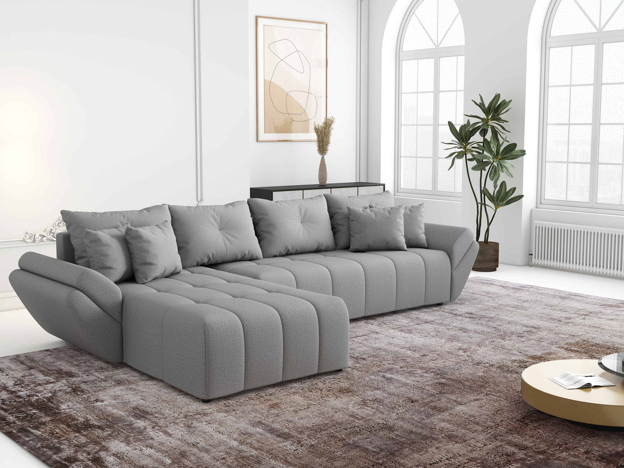 Colțar extensibil dumonde cu ladă de depozitare si sezut confortabil din spuma HR, Berlin XL Enjoy Lux Grey 350x185 cm Fabrica