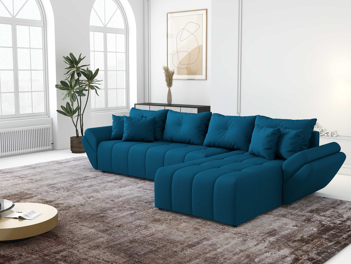 Colțar extensibil dumonde cu ladă de depozitare si sezut confortabil din spuma HR, Berlin XL Enjoy Verde Petrol 350x185 cm II Fabrica