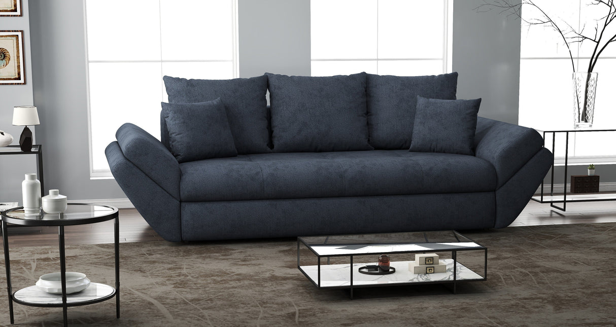 Canapea extensibilă dumonde cu ladă de depozitare si sezut confortabil din spuma HR, Loana Antracit 250x100 cm Fabrica