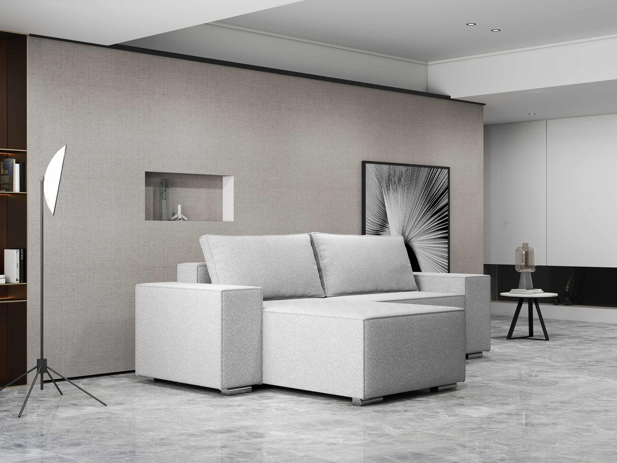 Colțar extensibil dumonde cu ladă de depozitare si sezut confortabil din spuma HR, Dream Euphoria Gri 290x185 cm Fabrica