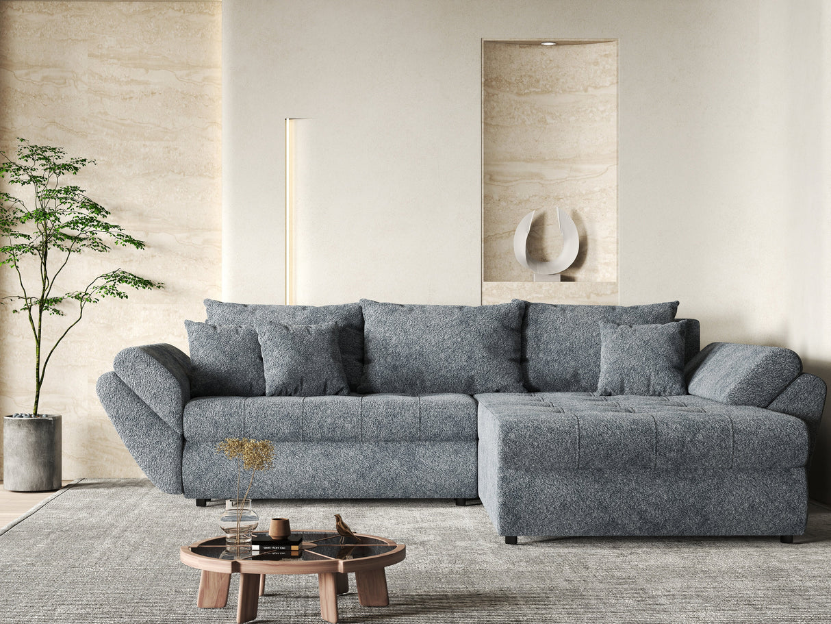 Colțar extensibil dumonde cu ladă de depozitare si sezut confortabil din spuma HR, Loana Euphoria Graphit II 275x185 cm Fabrica