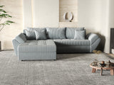 Colțar extensibil dumonde cu ladă de depozitare si sezut confortabil din spuma HR, Loana GREY MInt Zoom 270x185 cm Fabrica