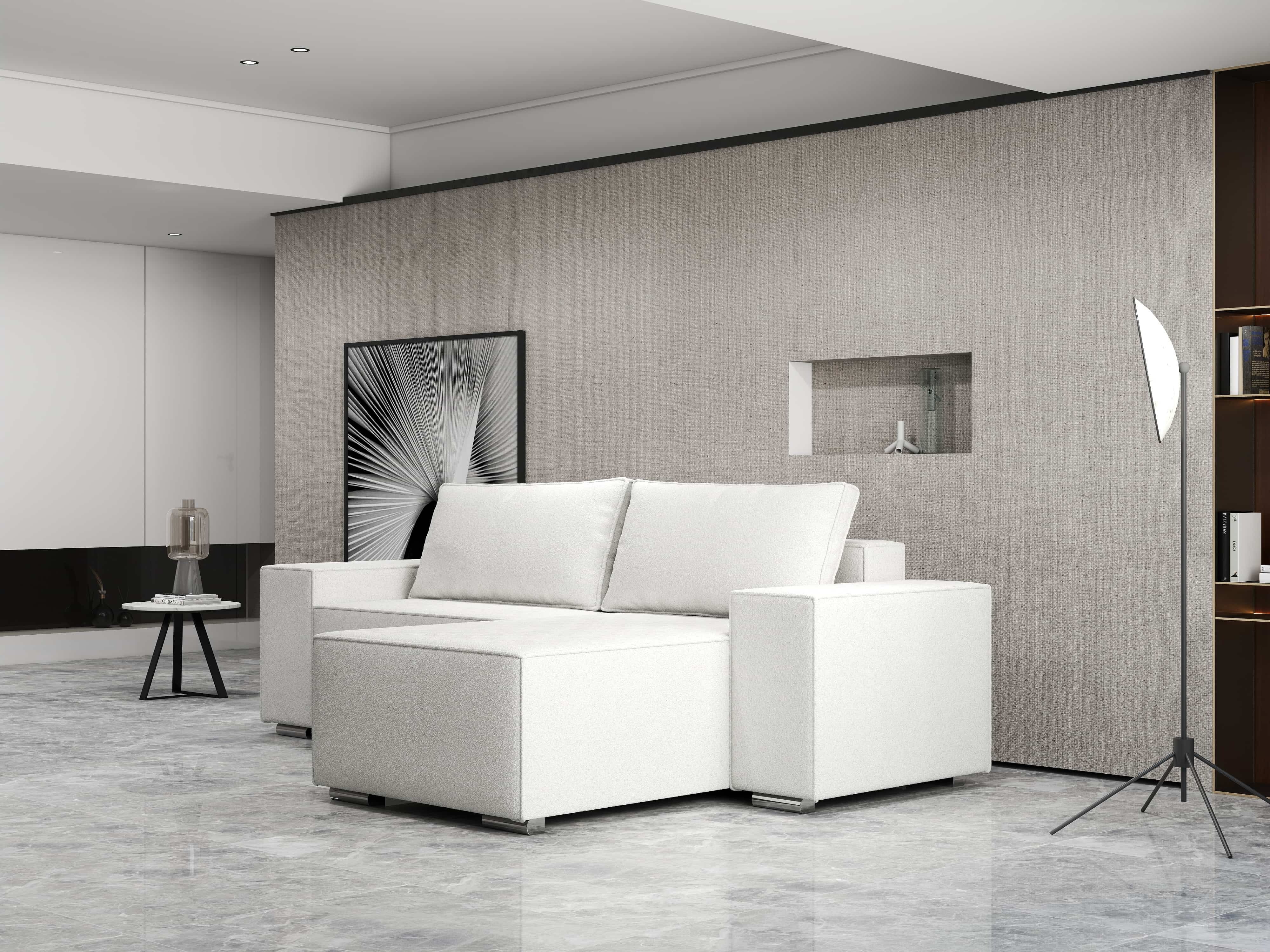 Colțar extensibil dumonde cu ladă de depozitare si sezut confortabil din spuma HR, Dream Euphoria Ivory 290x185 cm II Fabrica